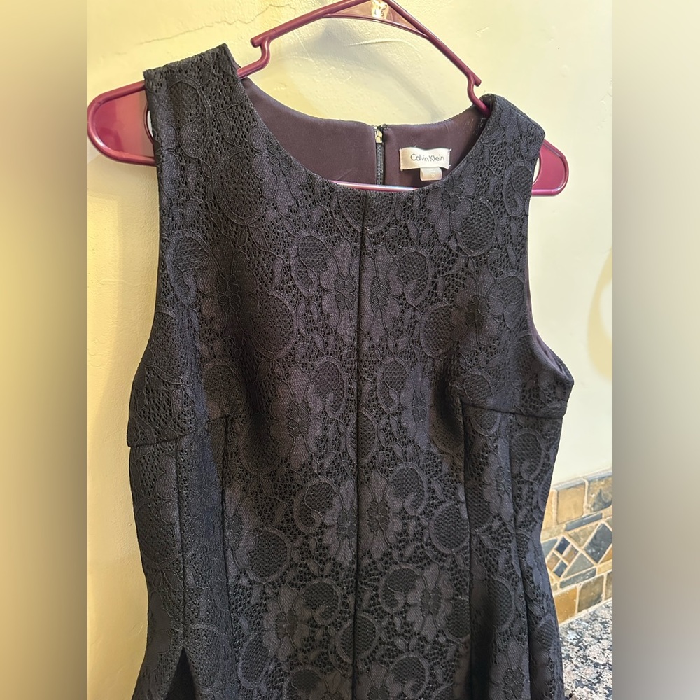 Calvin Klein Black lace knit dress